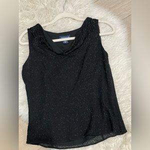 Ann Taylor Silk Black Beaded Elegant Top (6)